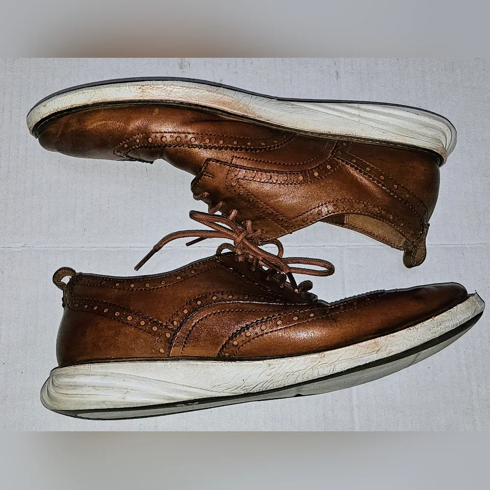 Cole Haan Grand Evolution Wingtip Oxfords Leather British Tan Men's 10.5M C26930
